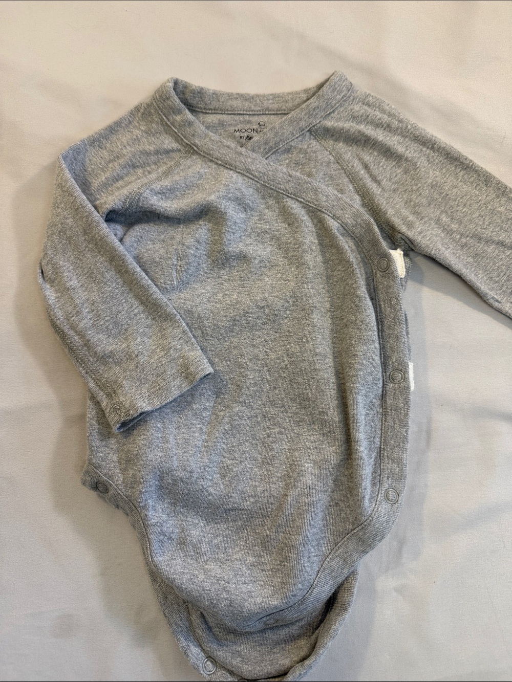 Hanna Andersson Light Heather Grey Long-Sleeve Wrap One-Piece